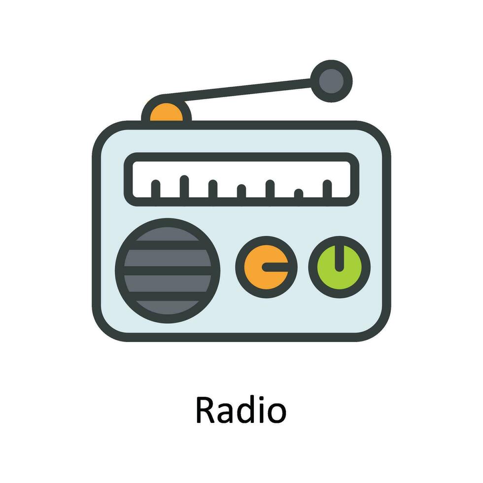 Radio  Vector Fill outline Icon Design illustration. Network and communication Symbol on White background EPS 10 File