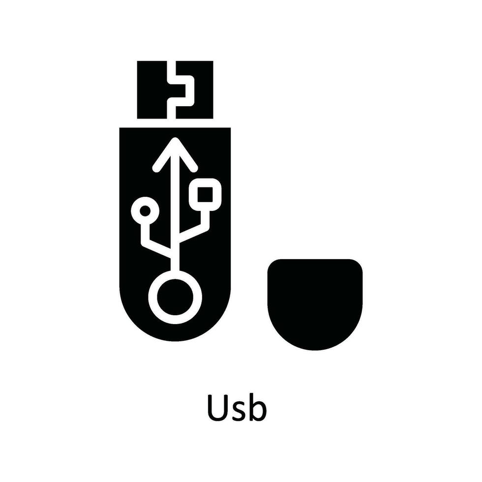 Usb Vector   solid Icon Design illustration. Multimedia Symbol on White background EPS 10 File