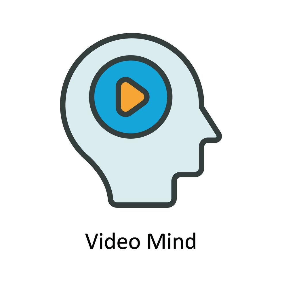 Video Mind Vector  Fill outline Icon Design illustration. Multimedia Symbol on White background EPS 10 File