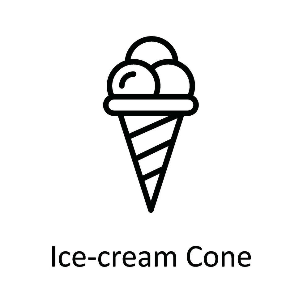 Ice-cream Cone Vector outline Icon Design illustration. Food and drinks Symbol on White background EPS 10 File