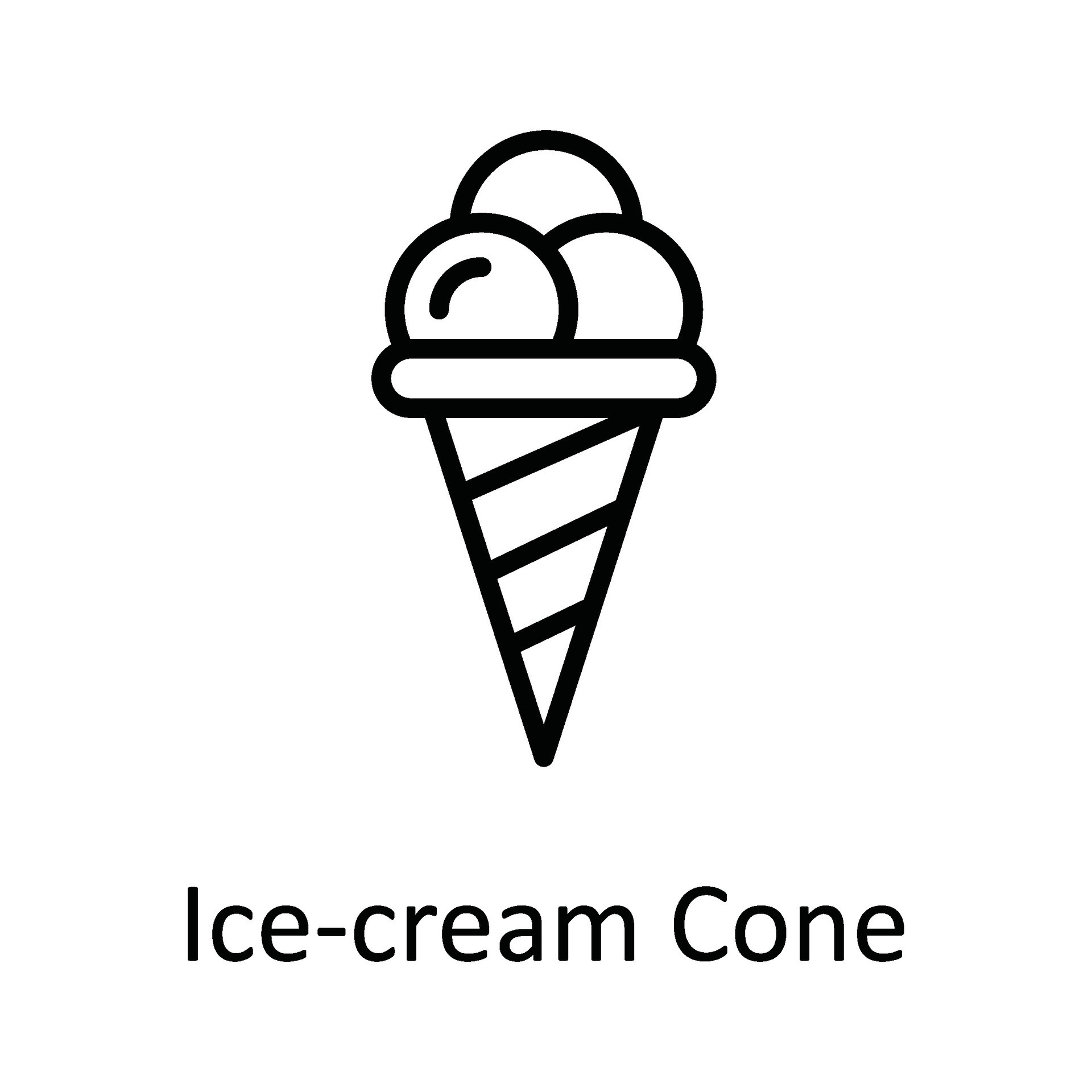 Icecream Cone Vector outline Icon Design illustration. Food and drinks