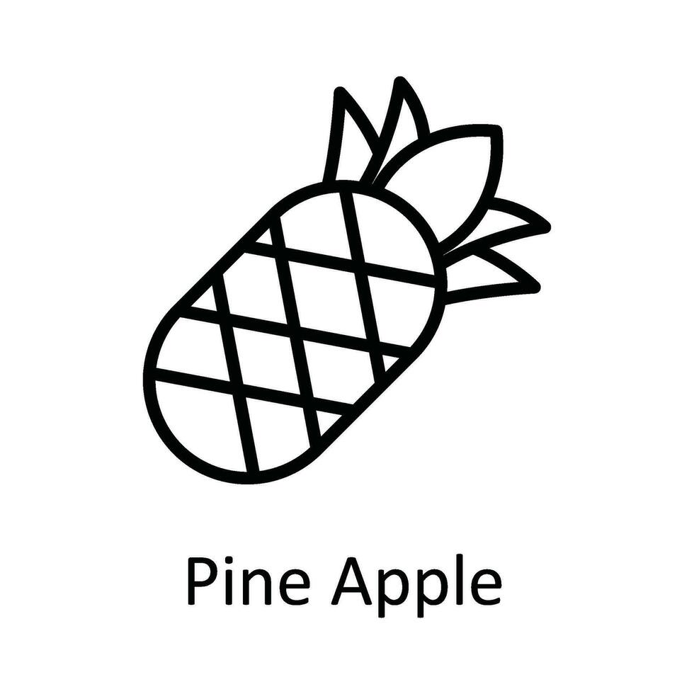 Pine Apple Vector outline Icon Design illustration. Food and drinks Symbol on White background EPS 10 File