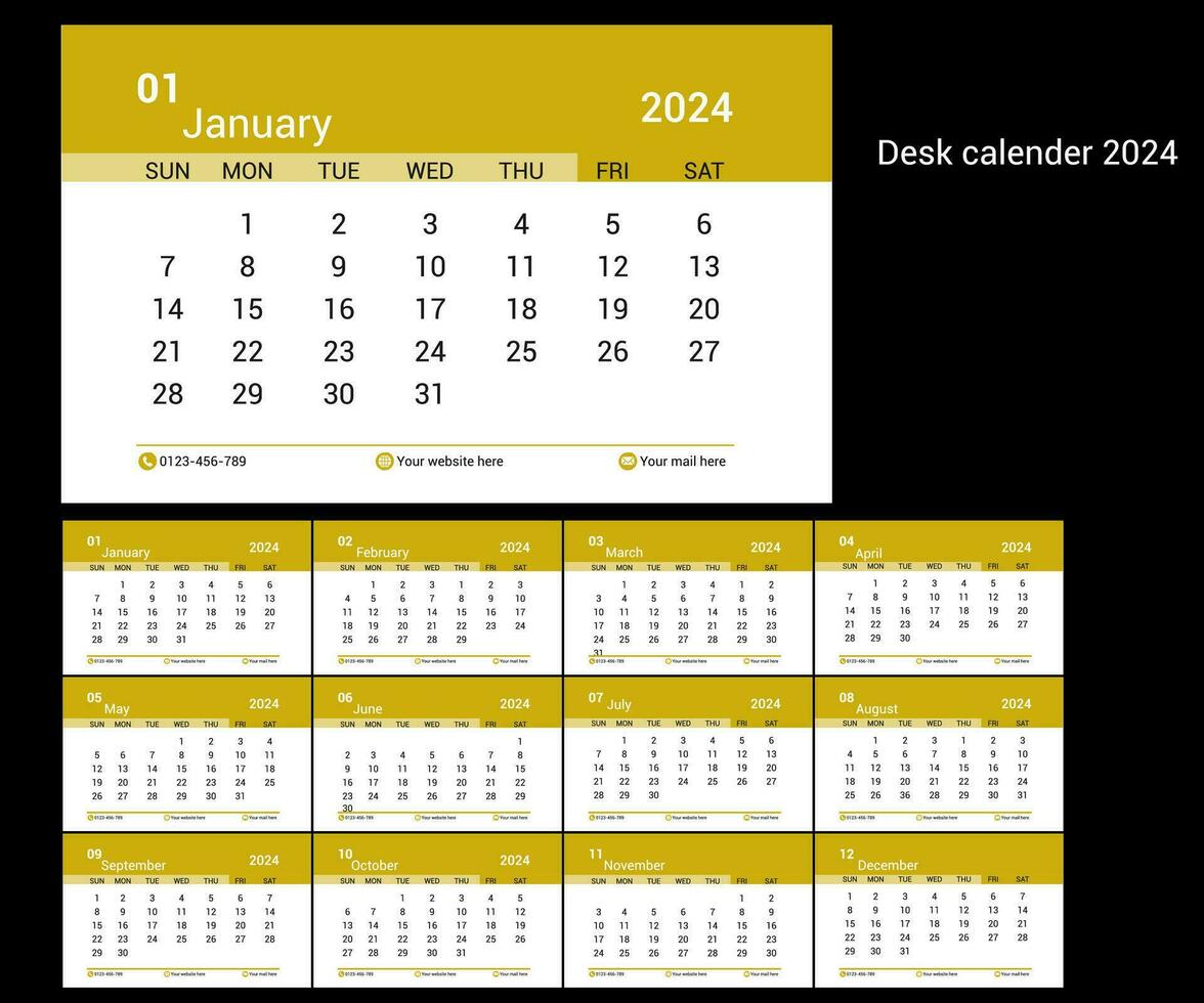 2024 calendar template vector
