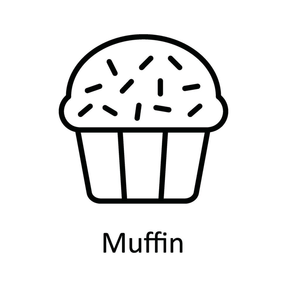 Muffin Vector outline Icon Design illustration. Food and drinks Symbol on White background EPS 10 File