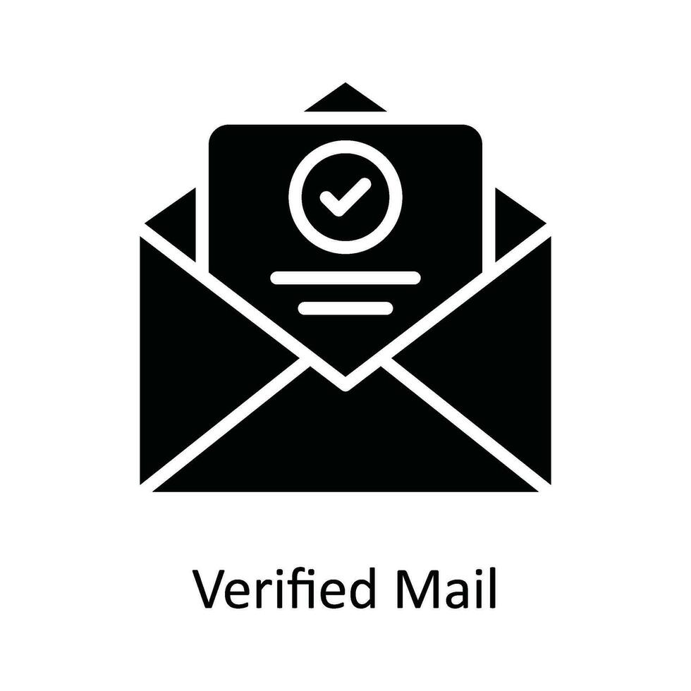 Verified Mail Vector   Solid Icon Design illustration. Shipping and delivery Symbol on White background EPS 10 File