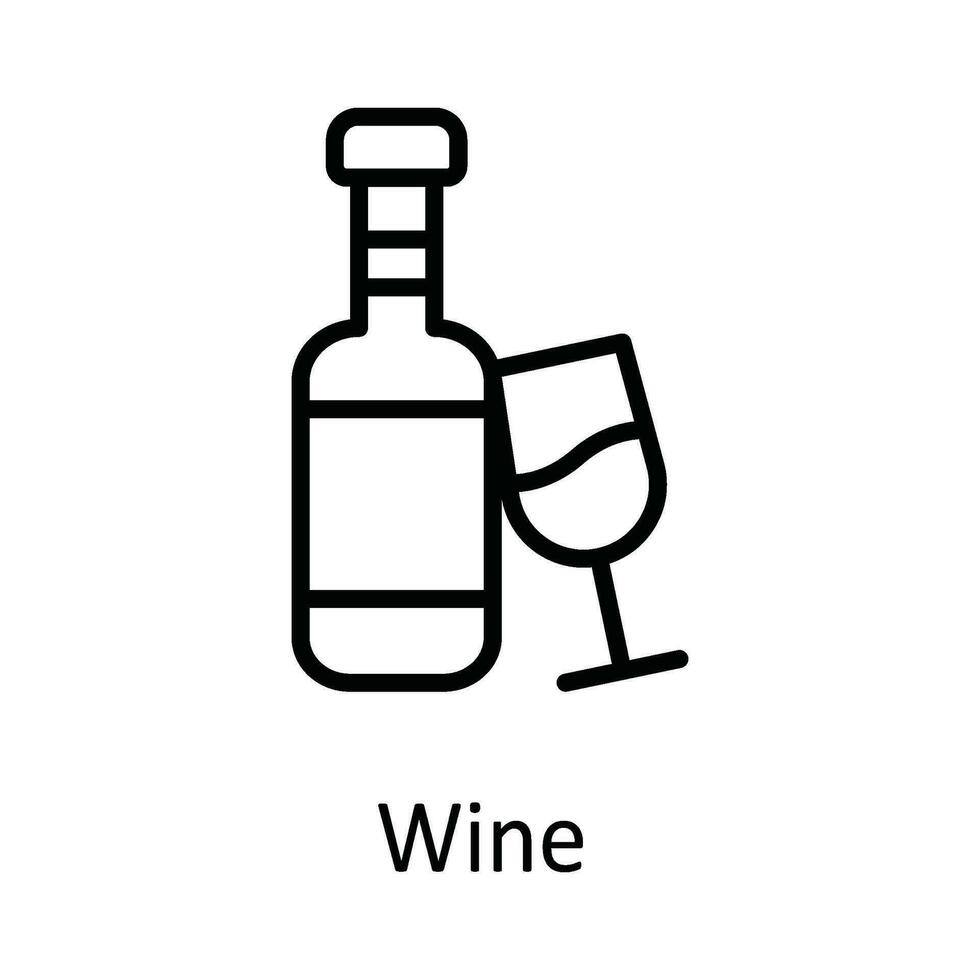 Wine Vector outline Icon Design illustration. Food and drinks Symbol on White background EPS 10 File
