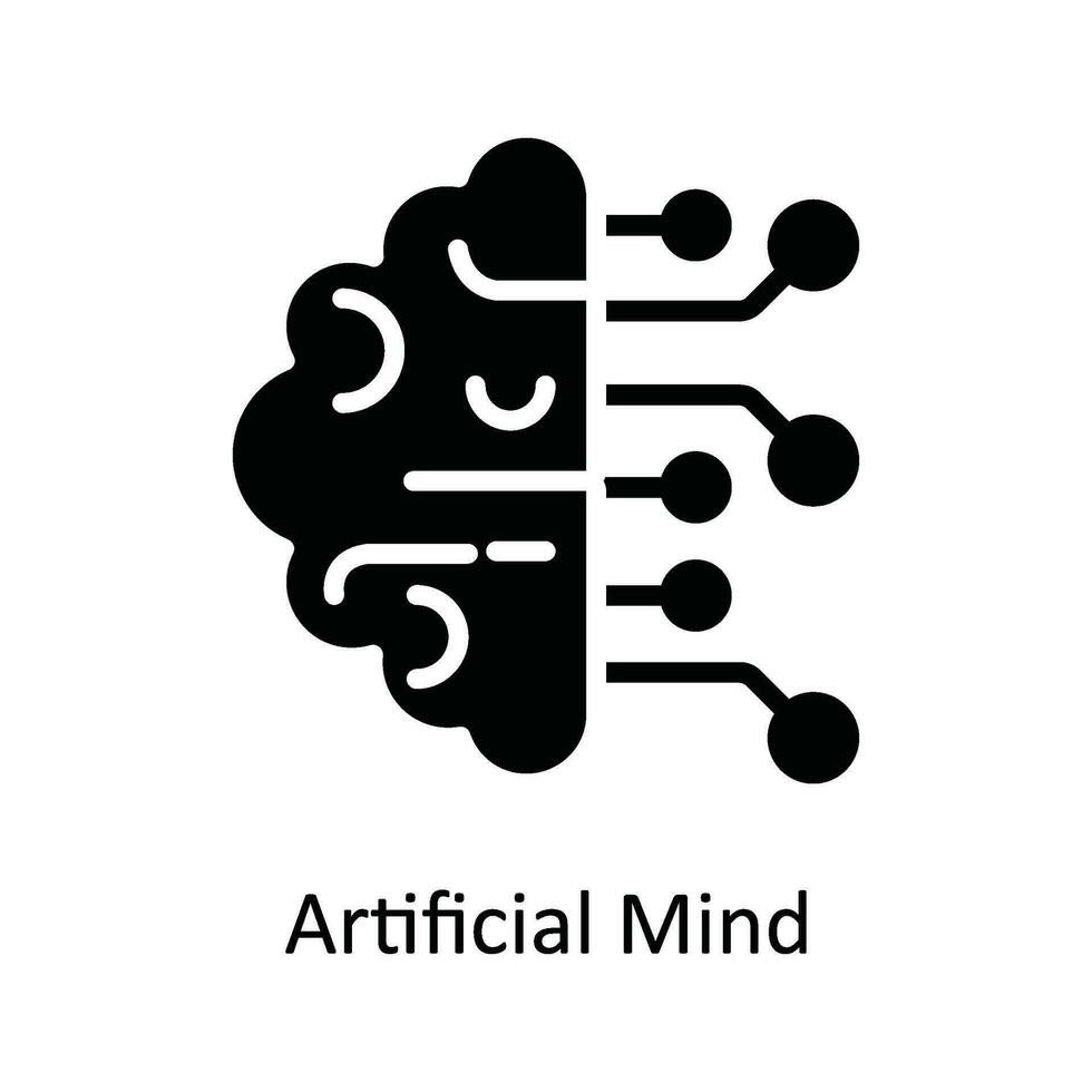 Artificial Mind   Vector Solid  Icon Design illustration. Network and communication Symbol on White background EPS 10 File