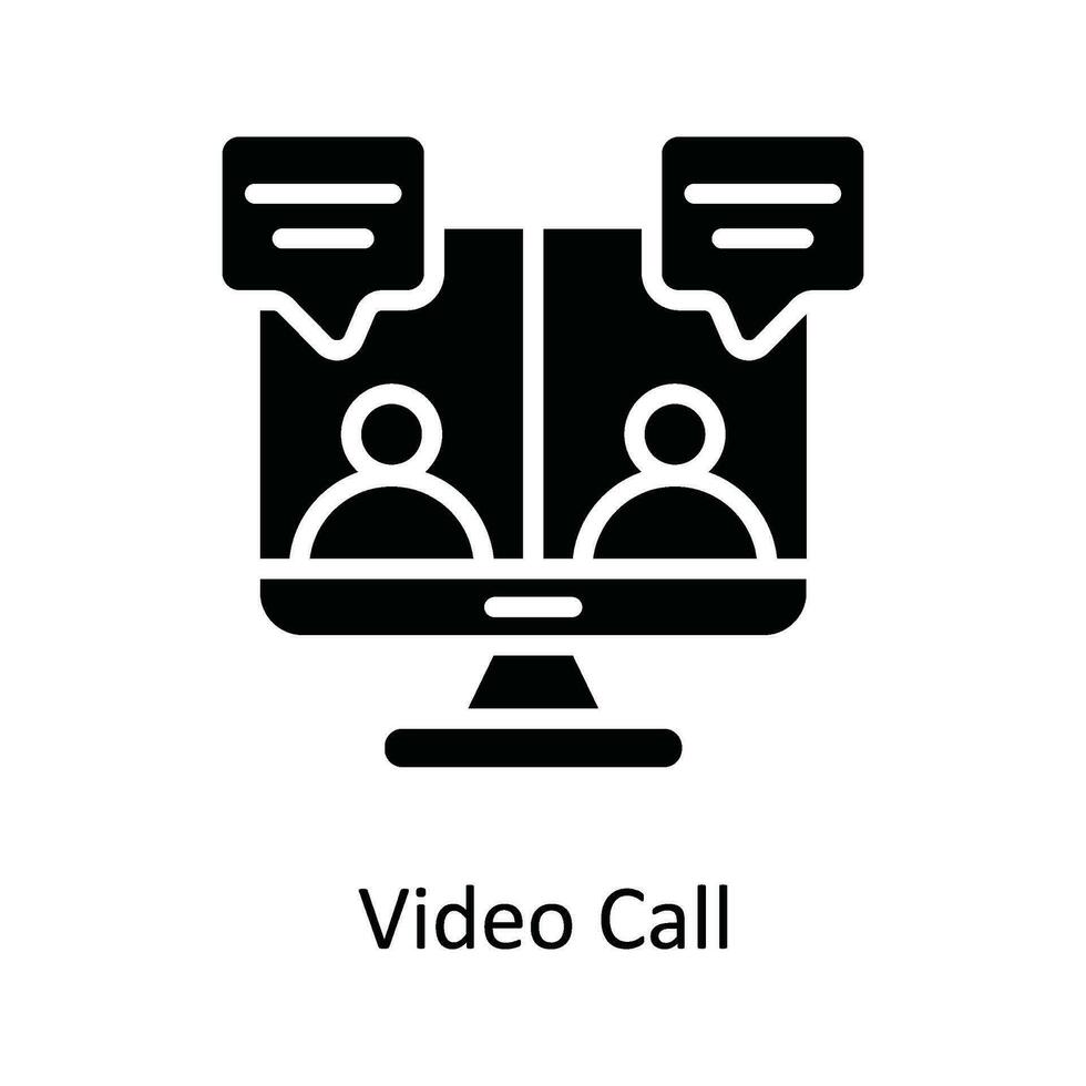 Video Call  Vector Solid  Icon Design illustration. Network and communication Symbol on White background EPS 10 File