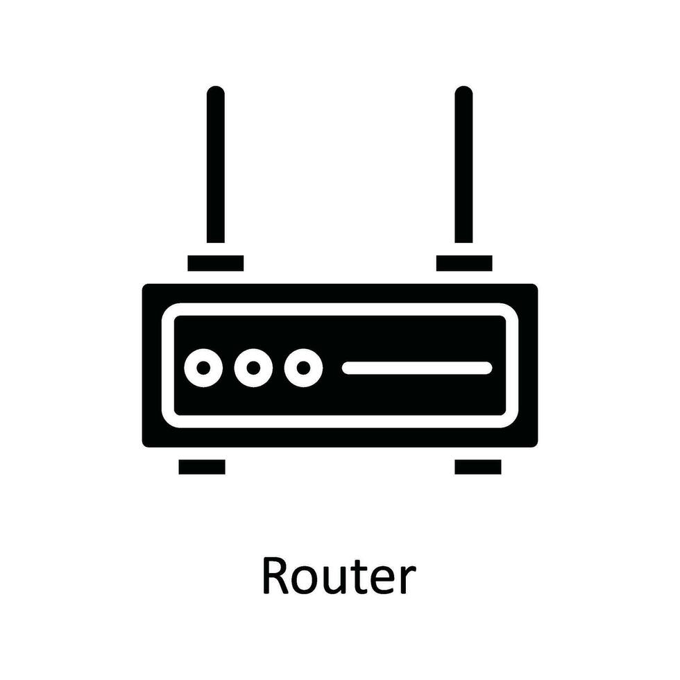 Router Vector Solid Icon Design illustration. Network and communication