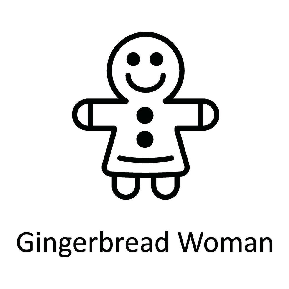 pan de jengibre mujer vector contorno icono diseño ilustración. comida y bebidas símbolo en blanco antecedentes eps 10 archivo