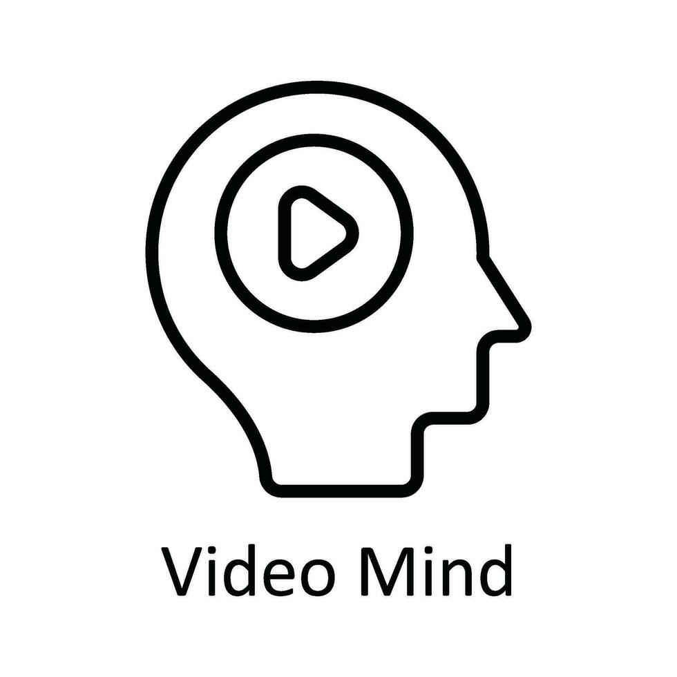 Video Mind Vector   outline Icon Design illustration. Multimedia Symbol on White background EPS 10 File