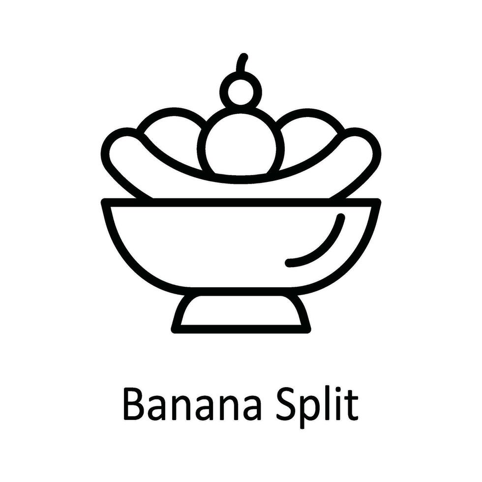 Banana Split Vector outline Icon Design illustration. Food and drinks Symbol on White background EPS 10 File