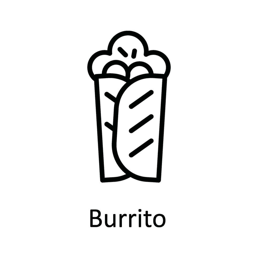 Burrito Vector outline Icon Design illustration. Food and drinks Symbol on White background EPS 10 File