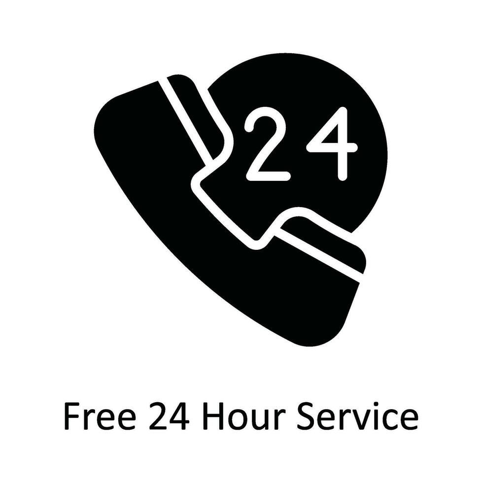 Free 24 Hour Service Vector   Solid Icon Design illustration. Shipping and delivery Symbol on White background EPS 10 File