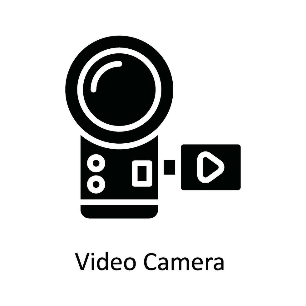 Video Camera Vector   solid Icon Design illustration. Multimedia Symbol on White background EPS 10 File