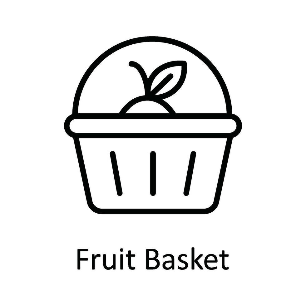 Fruit Basket Vector outline Icon Design illustration. Food and Drinks Symbol on White background EPS 10 File