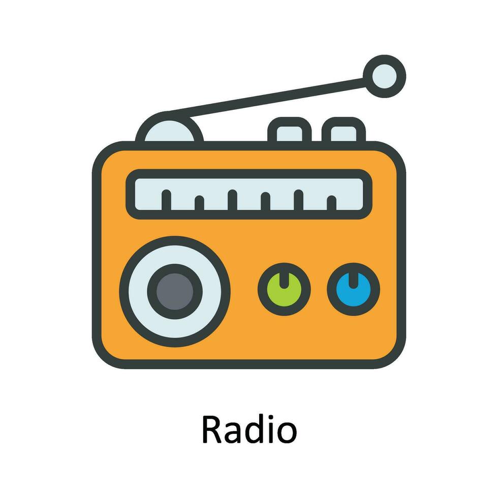 Radio Vector  Fill outline Icon Design illustration. Multimedia Symbol on White background EPS 10 File