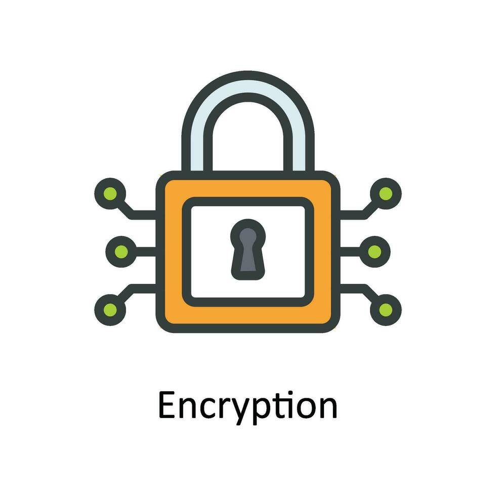 Encryption  Vector Fill outline Icon Design illustration. Network and communication Symbol on White background EPS 10 File