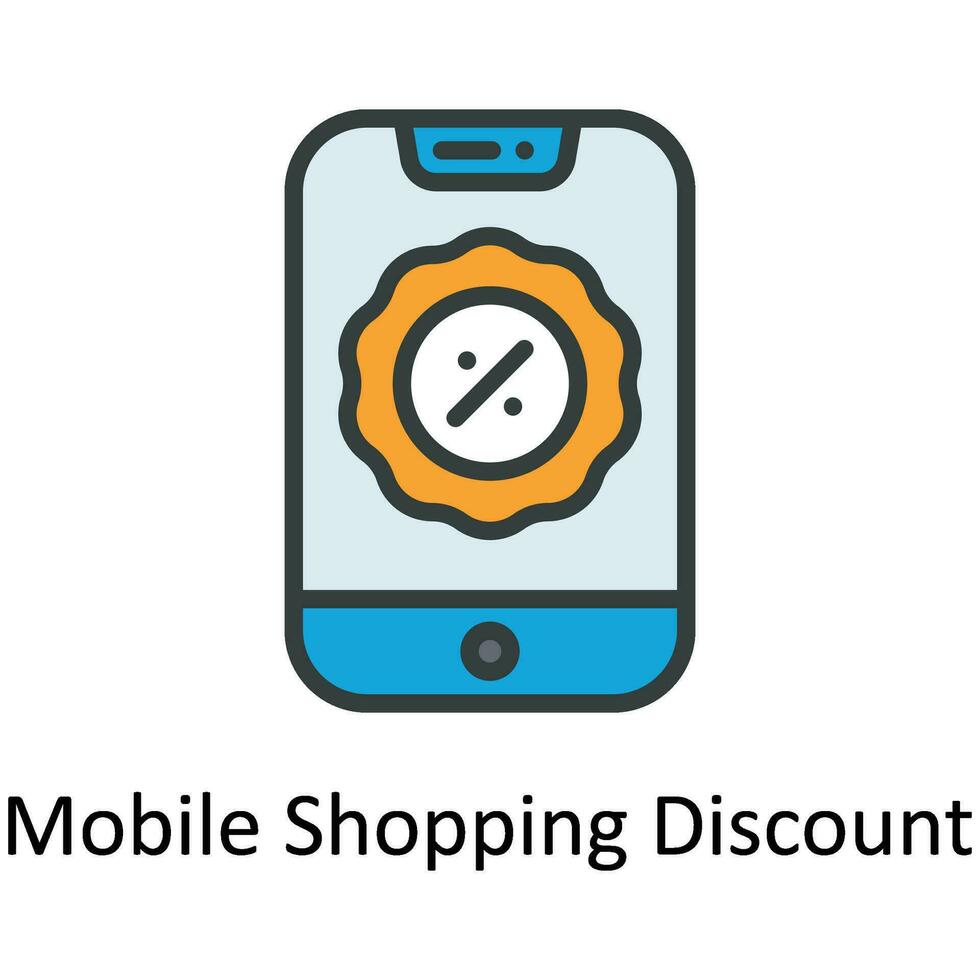 Mobile Shopping Discount  Vector   Fill outline  Icon Design illustration. Digital Marketing  Symbol on White background EPS 10 File