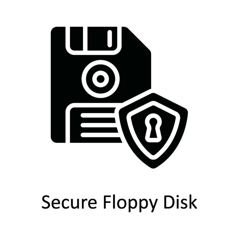 Secure Floppy Disk Vector  solid Icon Design illustration. Cyber security  Symbol on White background EPS 10 File