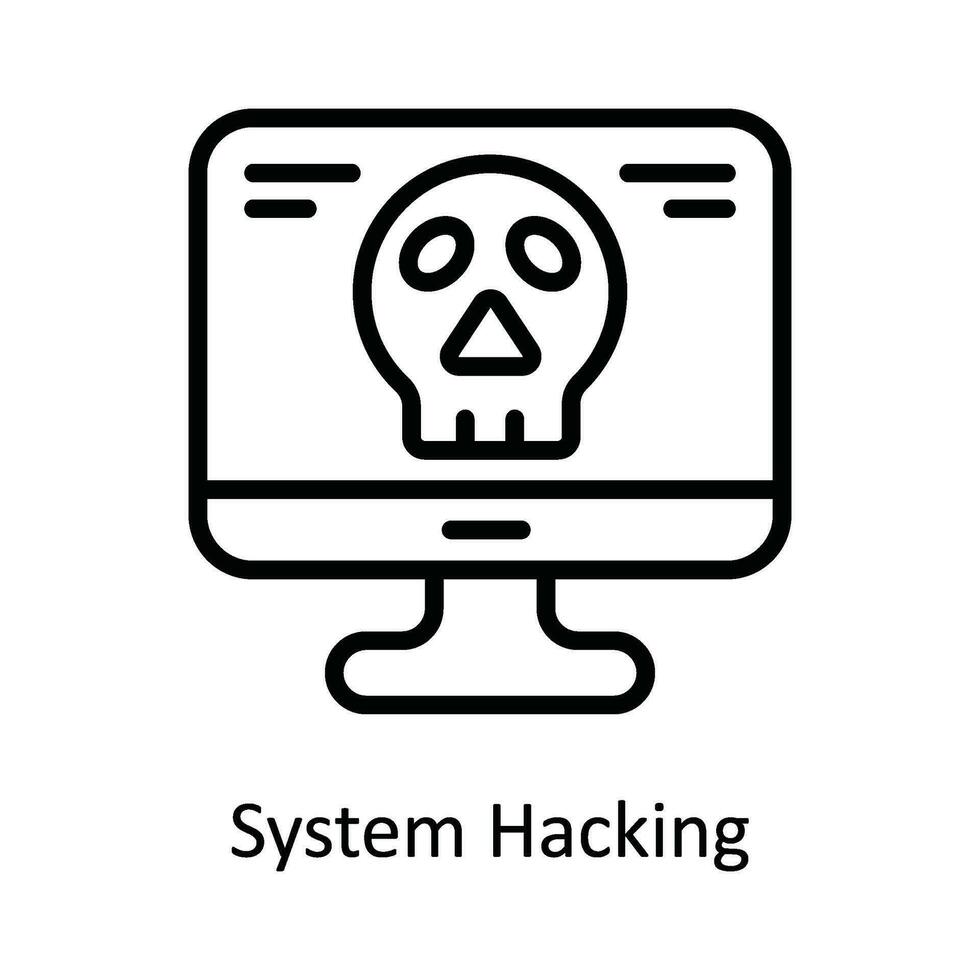System Hacking Vector  outline Icon Design illustration. Cyber security  Symbol on White background EPS 10 File
