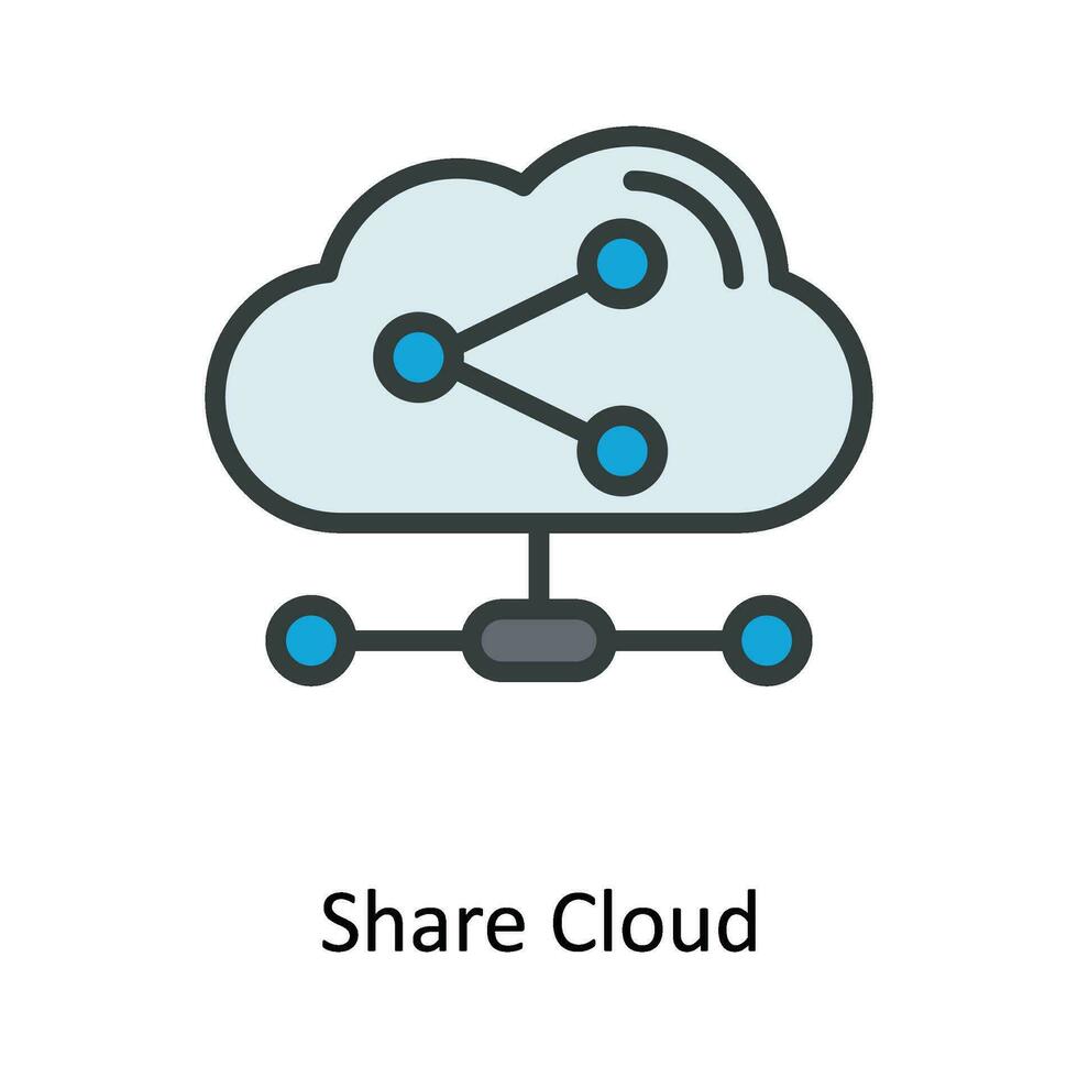Share Cloud  Vector Fill outline Icon Design illustration. Network and communication Symbol on White background EPS 10 File