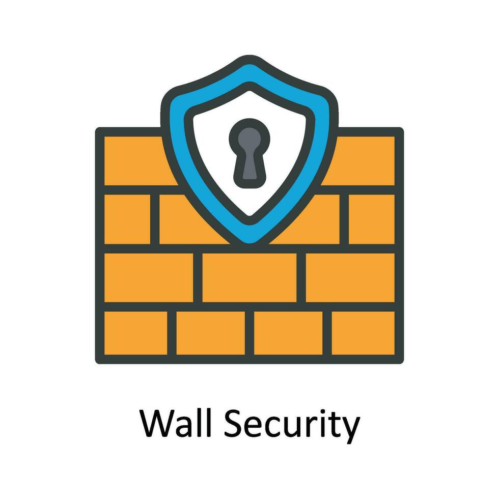 Wall Security Vector Fill outline Icon Design illustration. Cyber security  Symbol on White background EPS 10 File