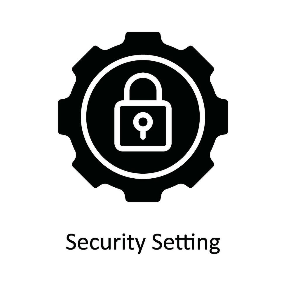 Security Setting Vector  solid Icon Design illustration. Cyber security  Symbol on White background EPS 10 File