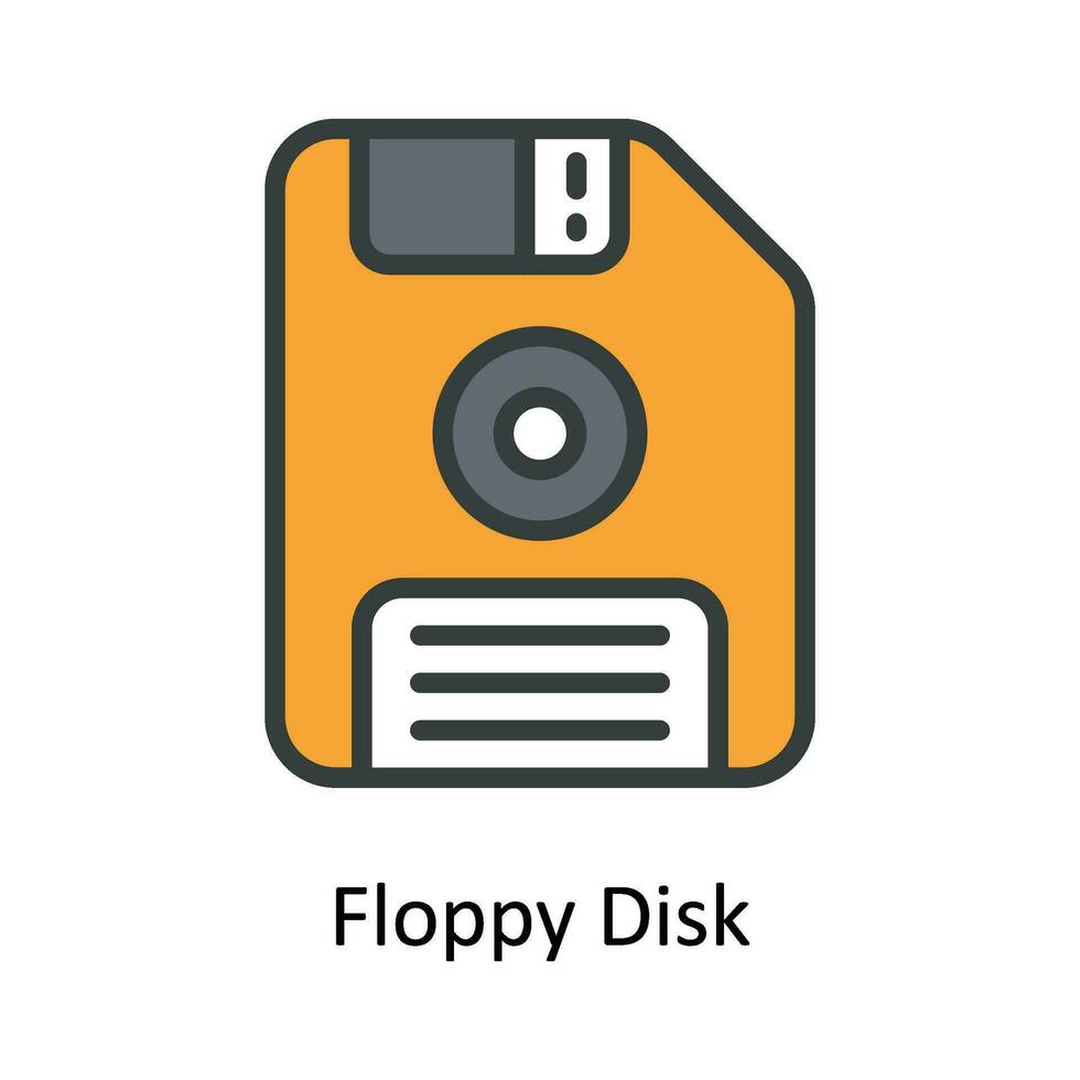 Floppy Disk Vector  Fill outline Icon Design illustration. Multimedia Symbol on White background EPS 10 File