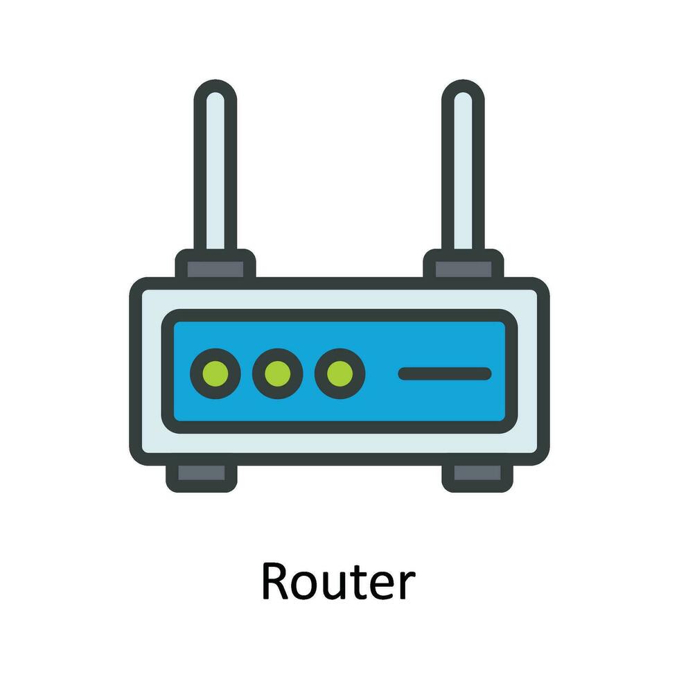 Router Vector Fill outline Icon Design illustration. Network and ...