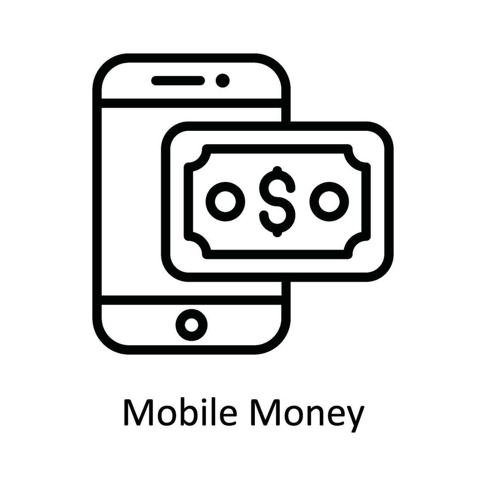 móvil dinero vector contorno icono diseño ilustración. ciber seguridad símbolo en blanco antecedentes eps 10 archivo