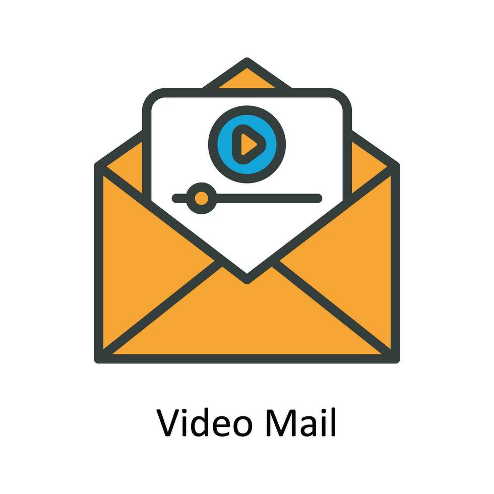 Video Mail Vector  Fill outline Icon Design illustration. Multimedia Symbol on White background EPS 10 File