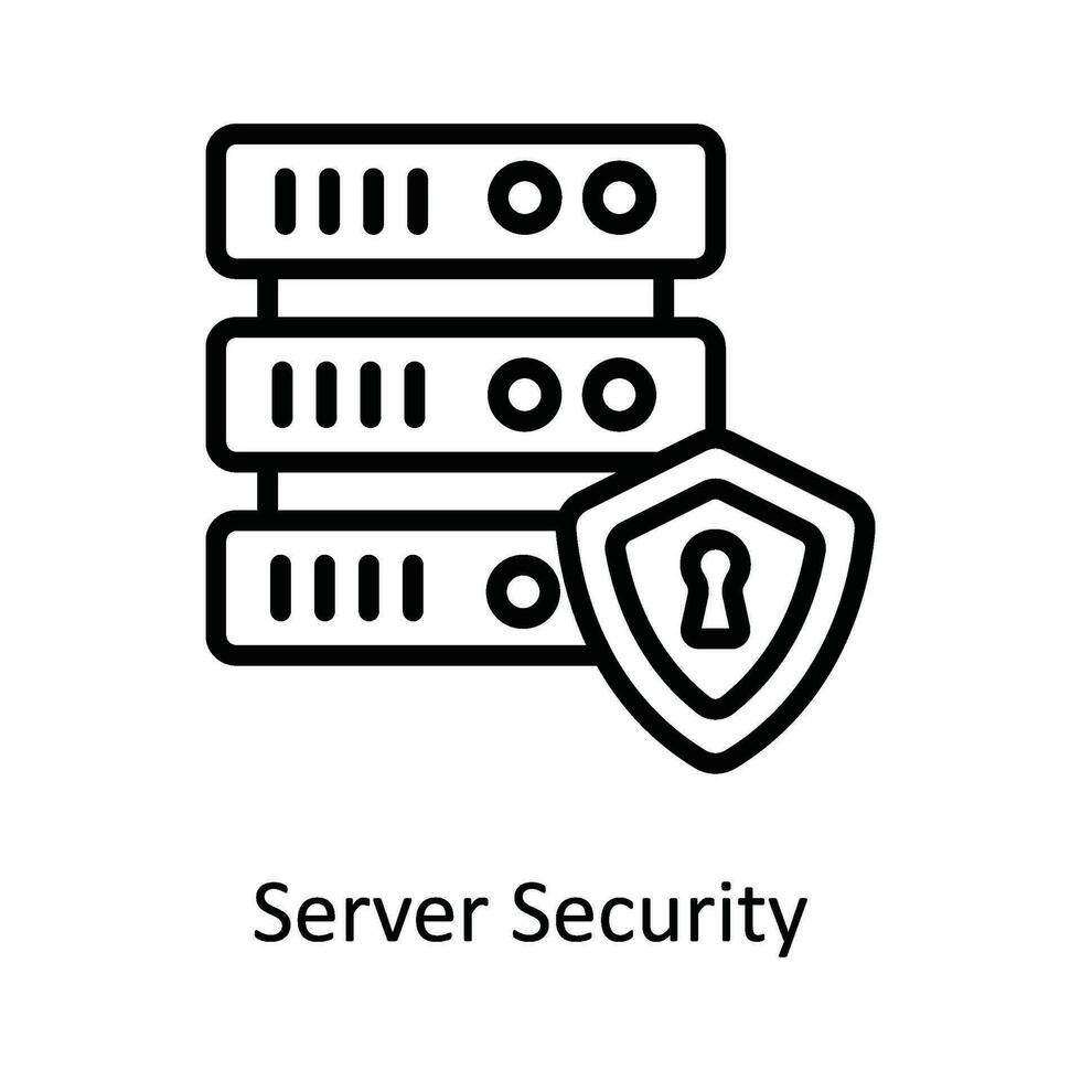 Server Security  Vector  outline Icon Design illustration. Cyber security  Symbol on White background EPS 10 File