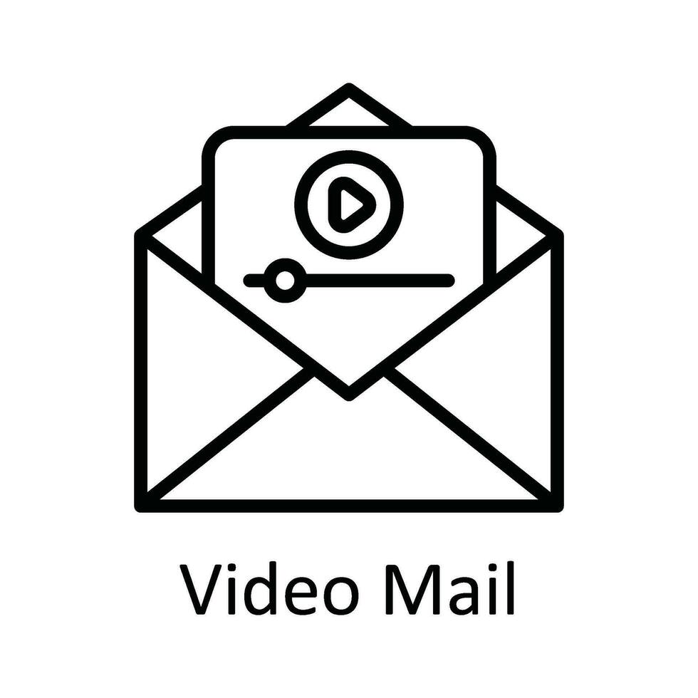 Video Mail Vector   outline Icon Design illustration. Multimedia Symbol on White background EPS 10 File