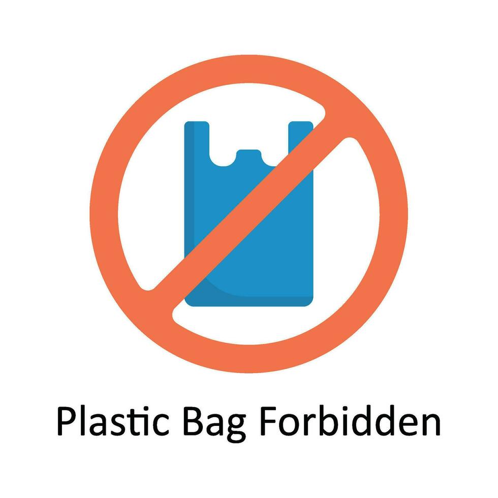 Plastic Bag Forbidden Vector Flat Icon Design illustration. Nature and ecology Symbol on White background EPS 10 File