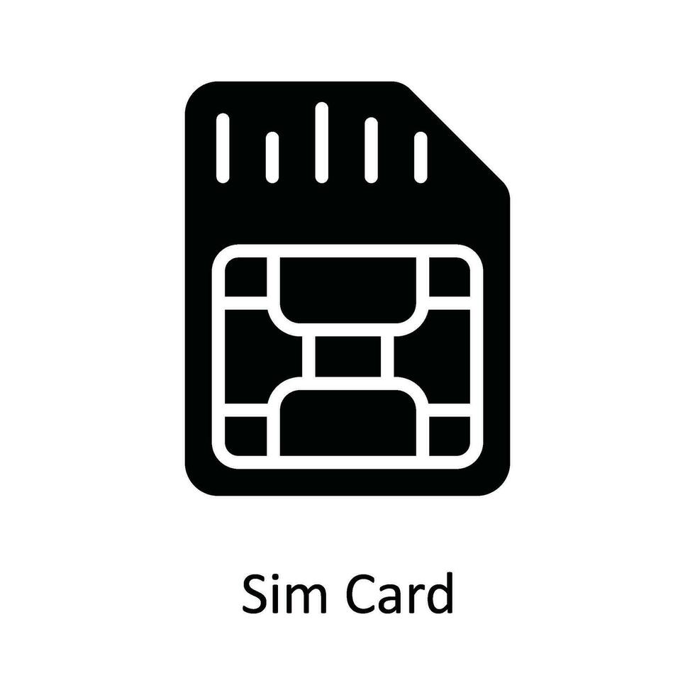 Sim Card  Vector Solid  Icon Design illustration. Network and communication Symbol on White background EPS 10 File
