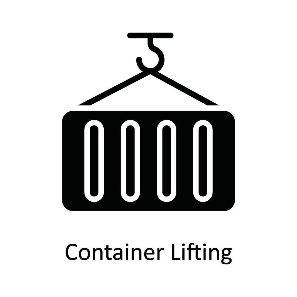 Container Lifting Vector   Solid Icon Design illustration. Shipping and delivery Symbol on White background EPS 10 File