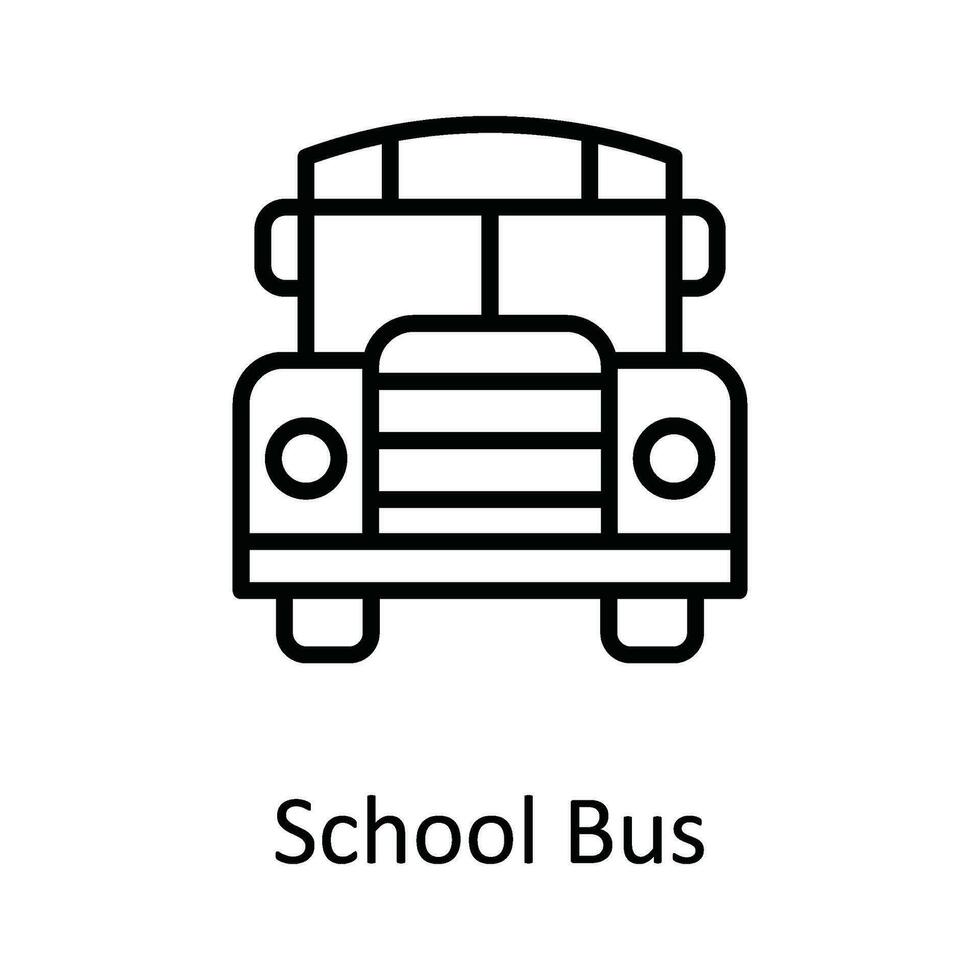 School Bus Vector outline Icon Design illustration. Education Symbol on White background EPS 10 File