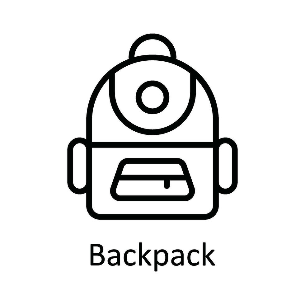 Backpack Vector outline Icon Design illustration. Education Symbol on White background EPS 10 File