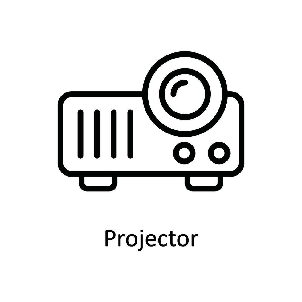 proyector vector contorno icono diseño ilustración. red y comunicación símbolo en blanco antecedentes eps 10 archivo