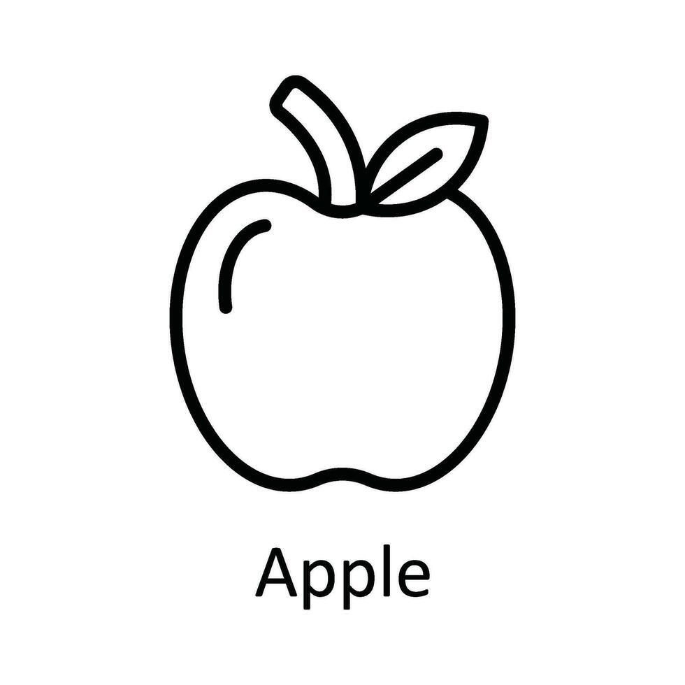 Apple Vector outline Icon Design illustration. Food and drinks Symbol on White background EPS 10 File