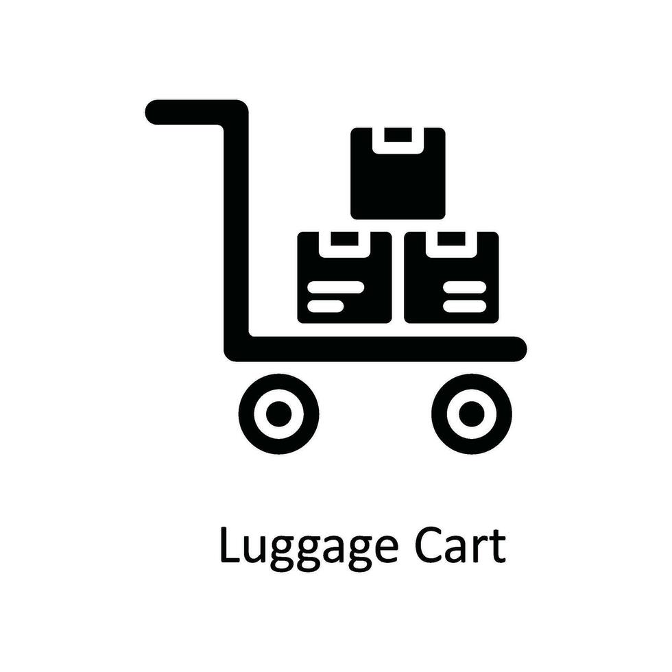 Luggage Cart Vector   Solid Icon Design illustration. Shipping and delivery Symbol on White background EPS 10 File