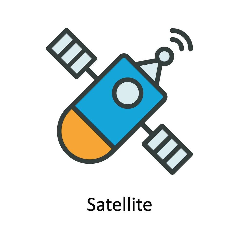 satélite vector llenar contorno icono diseño ilustración. red y comunicación símbolo en blanco antecedentes eps 10 archivo