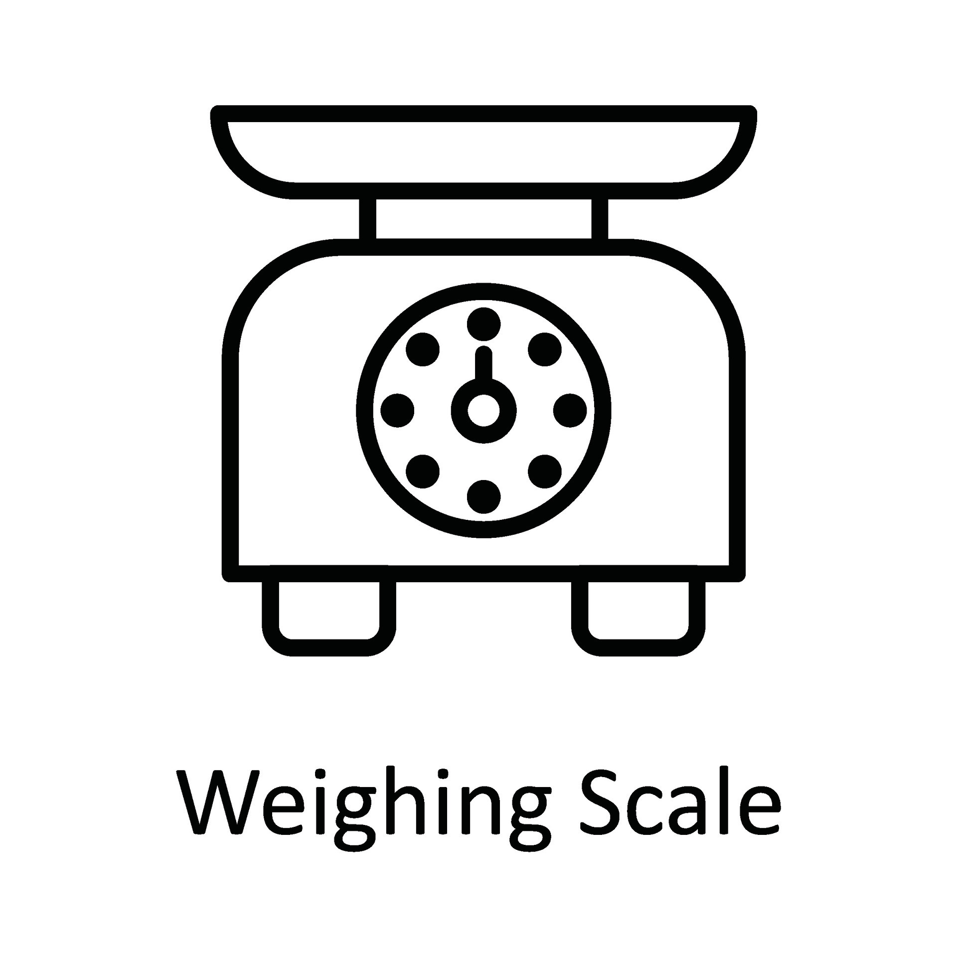 Scales for weighing thin line icon, Gym concept, bathroom scale sign on  white background, Floor scales for weighing body weight icon in outline  style for mobile and web design. Vector graphics.