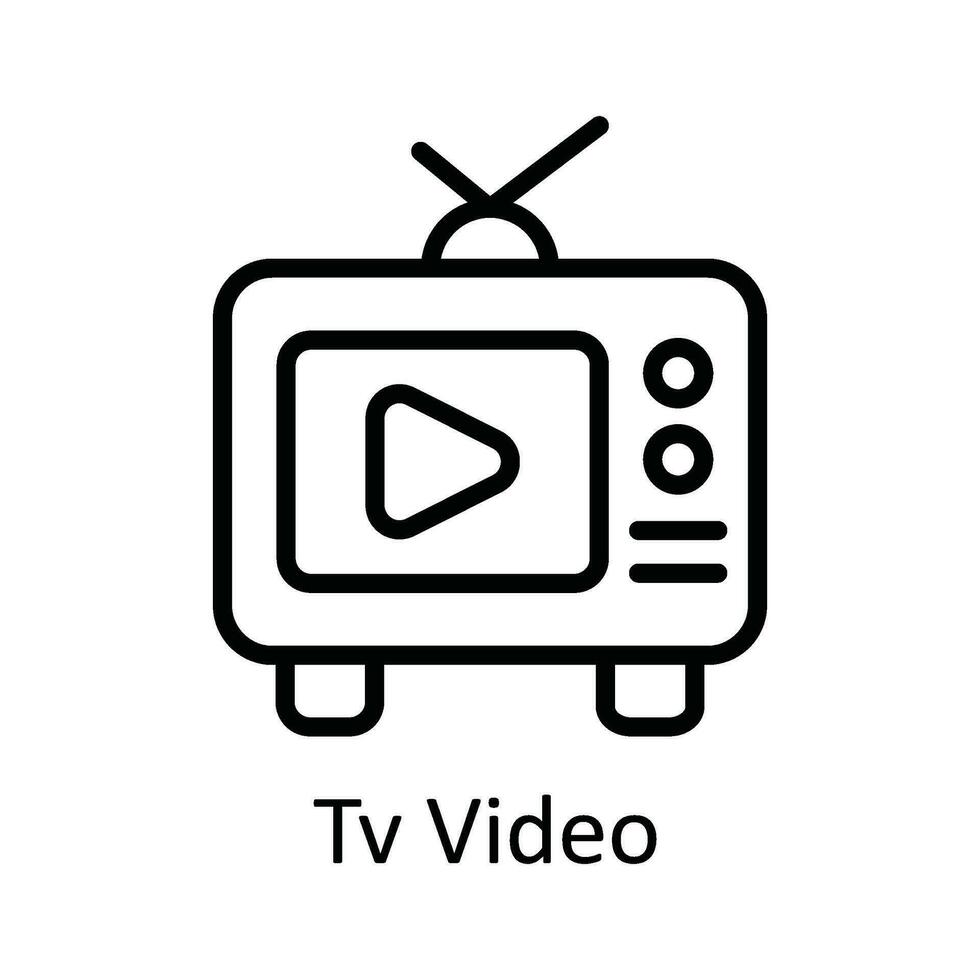 Tv Video Vector  outline Icon Design illustration. User interface Symbol on White background EPS 10 File