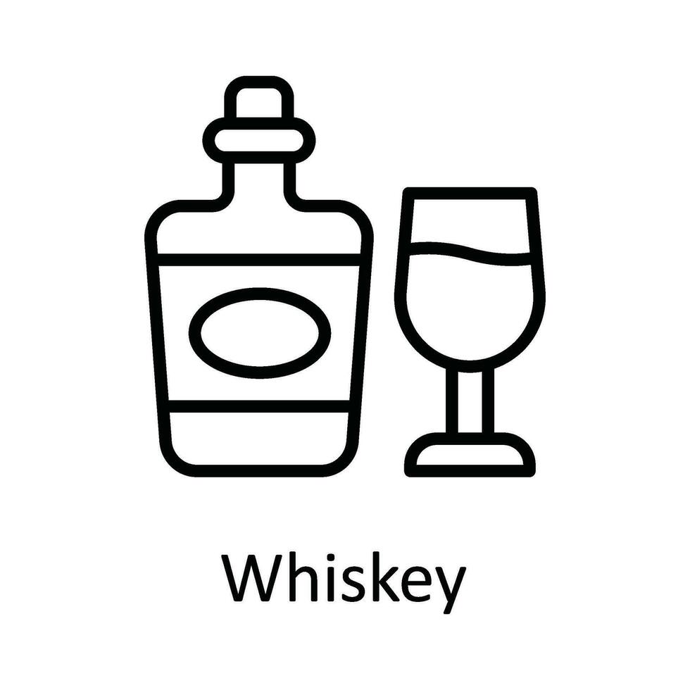 whisky vector contorno icono diseño ilustración. comida y bebidas símbolo en blanco antecedentes eps 10 archivo