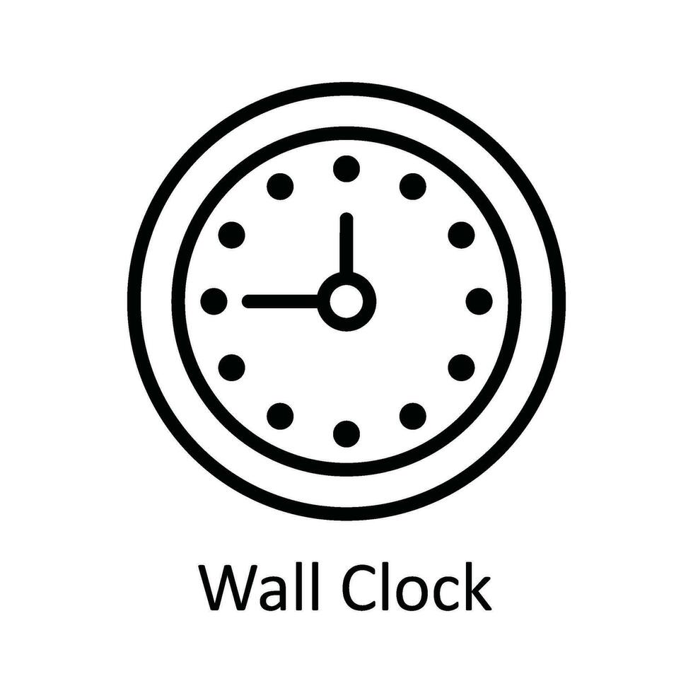 Wall Clock Vector  outline Icon Design illustration. User interface Symbol on White background EPS 10 File