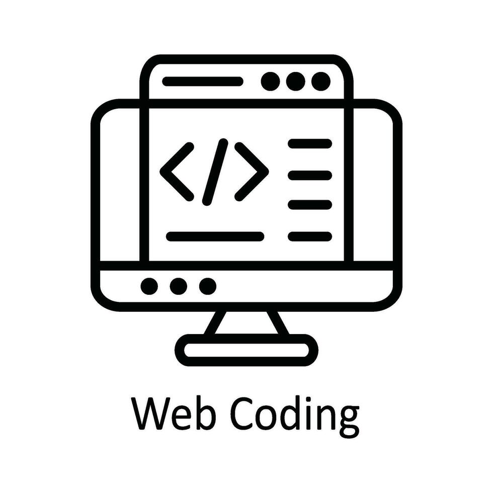 Web Coding Vector  outline Icon Design illustration. User interface Symbol on White background EPS 10 File