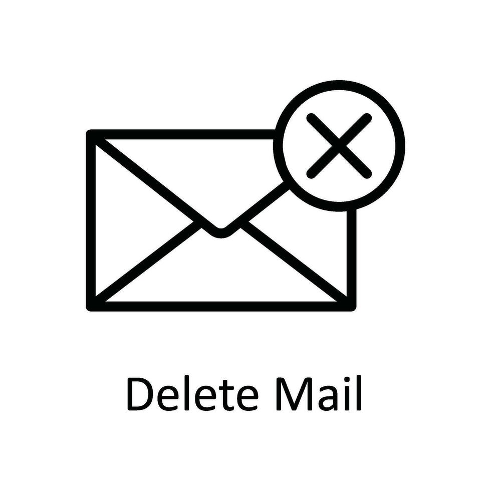 Delete Mail Vector  outline Icon Design illustration. User interface Symbol on White background EPS 10 File