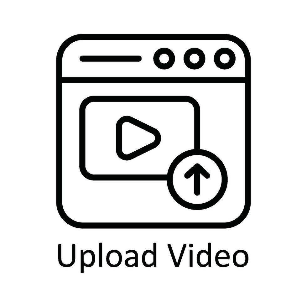 Upload Video Vector  outline Icon Design illustration. Online streaming Symbol on White background EPS 10 File